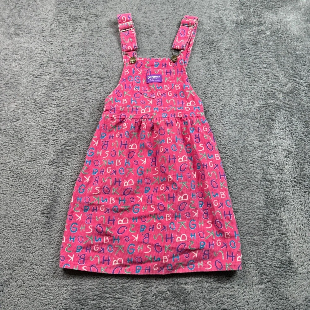 OshKosh Vintage Pink Alphabet Corduroy Overalls